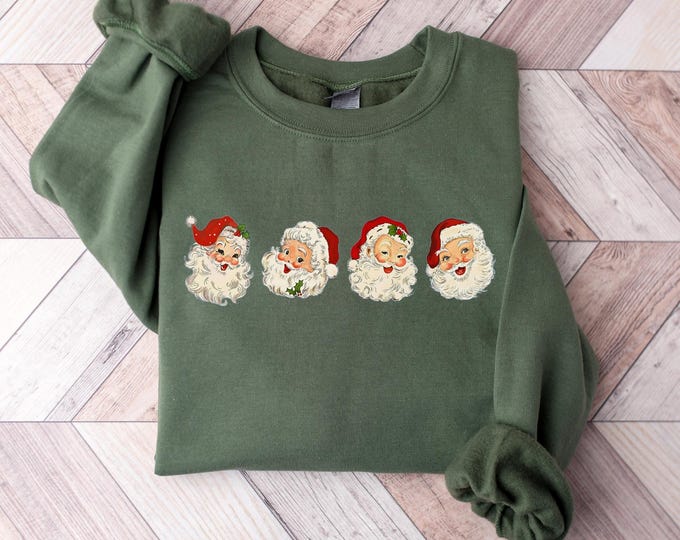 Retro Santa Sweatshirt, Vintage 90s Christmas Crewneck,Christmas Gift, Cozy Winter Shirt, Santa  Sweater,Rustic Holiday Pullover,2025 Gifts