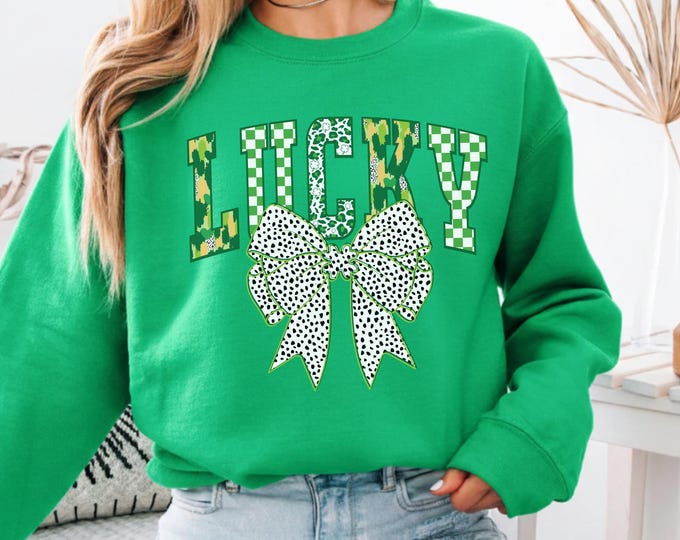 Womens Lucky Sweatshirt, Cute Shamrock Shirt, Happy St Patricks Day Shirt, St Pattys Day Outfit, Irish Lucky Day Shirt, St Patricks Day Gift
