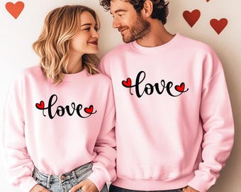 Sudadera con corazón, sudadera para pareja, sudadera para San Valentín, sudadera con capucha con corazón, regalo para ella, sudadera para mujer