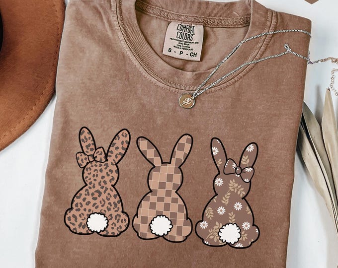 Easter Bunny Comfort Colors Shirt, Brushstroke Bunny Shirt, Cute Easter Gift Shirt, Coquette Bow Easter Shirt, Happy Easter Day T-Shirt