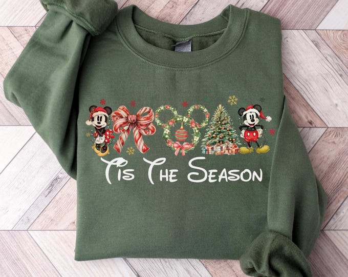 Mickey and Friends Sweatshirt, Disney Christmas Tis the Season tShirt, Christmas Tis The Season Magical Disney Christmas Shirt, Xmas Gift
