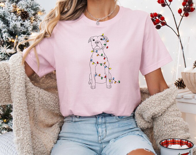 Christmas Dog Shirt, Christmas Lights Dog Shirt, Dog lovers shirt, Dog owners xmas shirt, Christmas gift 2025,Dog Dad & Mom Shirt