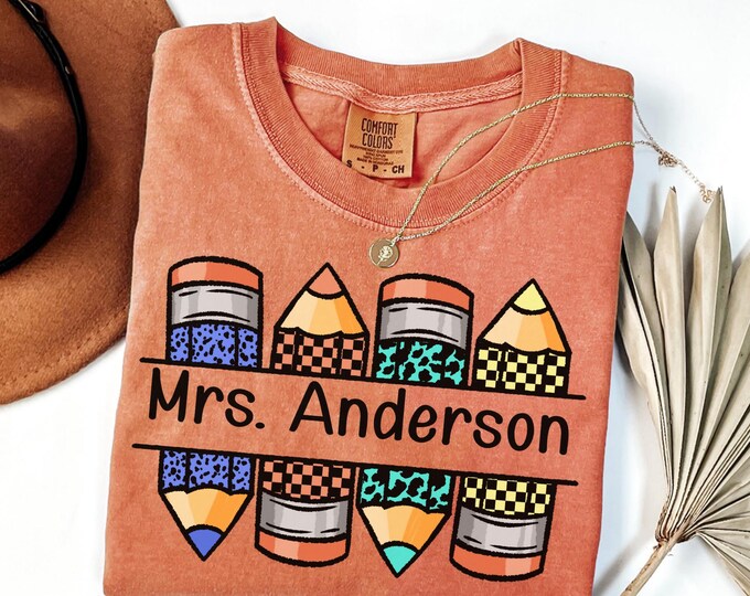 Custom Teacher Shirt, Personalized Teacher Name TShirt, Comfort Colors Back To School Teacher Team Bow T-shirt, Teacher Appreciation Gifts