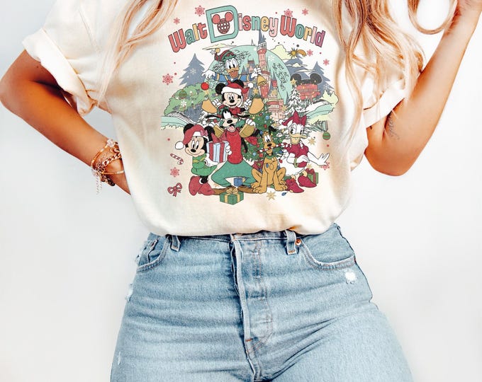 Vintage Mickey and Friends Christmas Sweatshirt, Disneyworld Christmas Shirt, Disney Family Vacation Shirt, Mickey Christmas Shirt