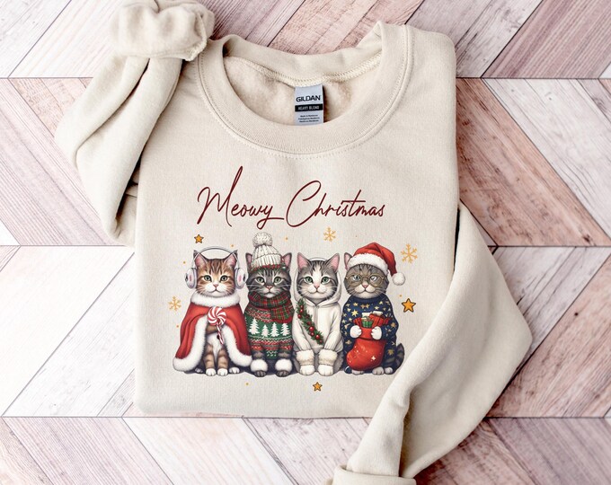 Meowy Christmas Shirt, Christmas Cat Shirt, Merry Christmas, Cat Lover Shirt, Christmas Gift, Christmas Gift For Cat Mom Gifts For Cat Lover