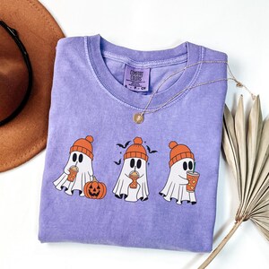 Comfort Colors® Сute Ghost Coffee Shirt, Сute Little Ghost Iced Coffee t-shirt, Boo Ghost Shirt, Ghost Coffee Shirt, Halloween Coffee Lovers