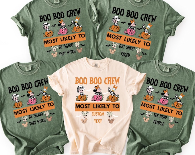 Comfort Colors Shirt Boo Crew Most Likely To Disney Halloween Shirts, Disney Ghost Shirts,Matching Disney Halloween Shirt,Halloween Shirt