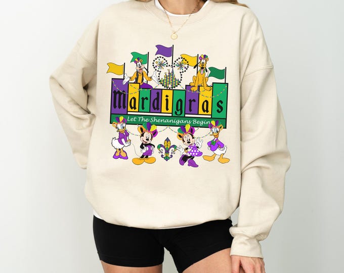 Vintage Mickey & Friends Mardi Gras Shirt, Disney Mardi Gras Carnival Tee, New Orleans Fleur De Lis, WDW Disneyland 2026