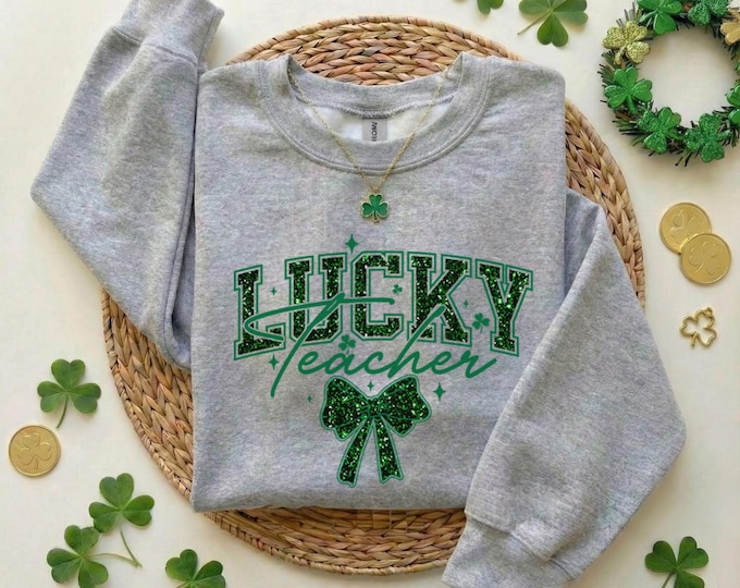 St. Patrick's Day Lucky Teacher Shirt,St. Patty's Day Teacher T-Shirt, Lucky Green Shamrock Tee, Irish Appreciation Gift