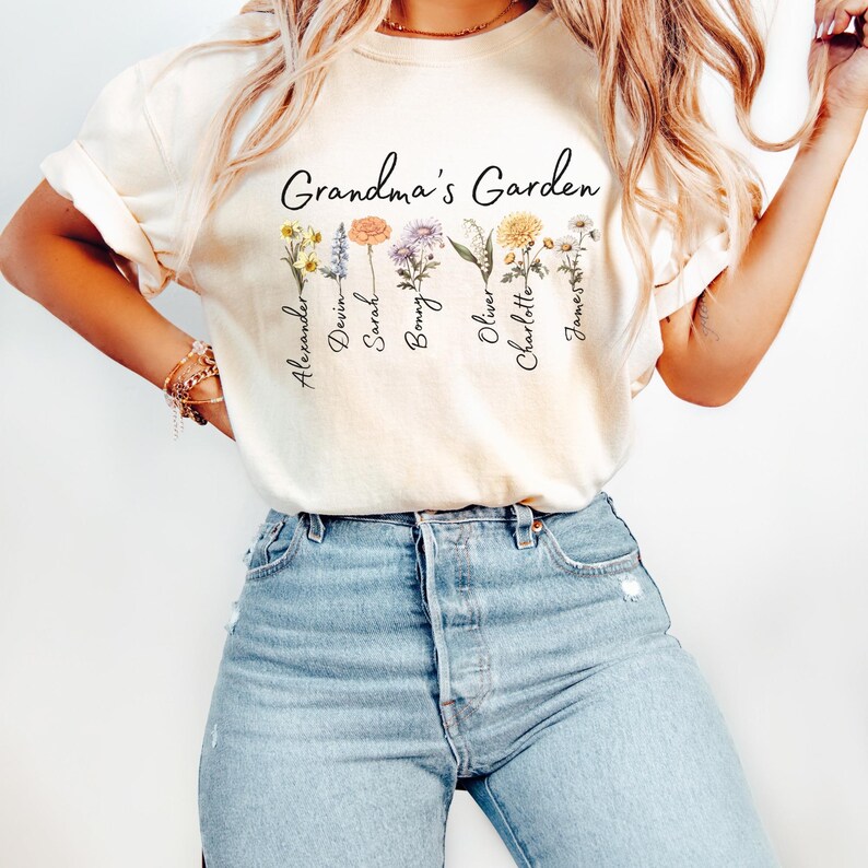 Grandma's Garden Sweatshirt,Custom Birthflower Sweatshirt,Gift for Grandma,LoveGrows Here,Mom's Garden,Grandma's Garden Tee,Christmas Gifts image 14