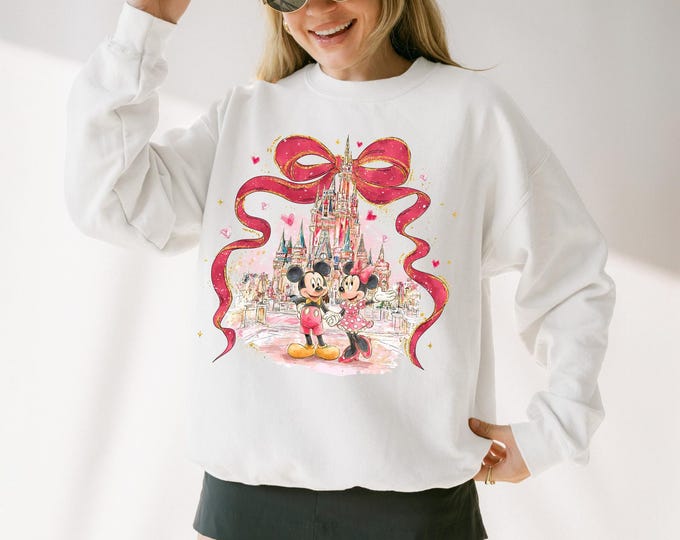 Coquette Bow Disney Mickey Minnie Valentine Shirt Disney Couple WDW Disneyland Sweethearts Disneyland Shirt Magic Kingdom Shirt Disney world