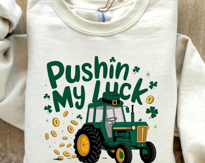 Pushing My Luck St. Patrick's Day Boys Shirt -Cute Toddler Boys Construction St Patricks Tee - Funny St Patrick's Day Kids Shirt,Trendy gift