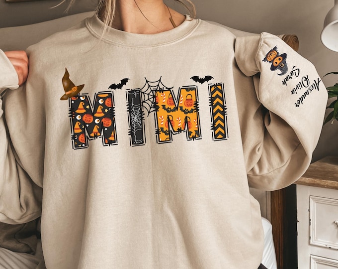 Personalized Halloween Mimi Sweatshirt,Spooky Mimi Shirt,Gift for Mom, Spooky Mimi Sweatshirt, Halloween Shirt For Mom,Custom Name Halloween