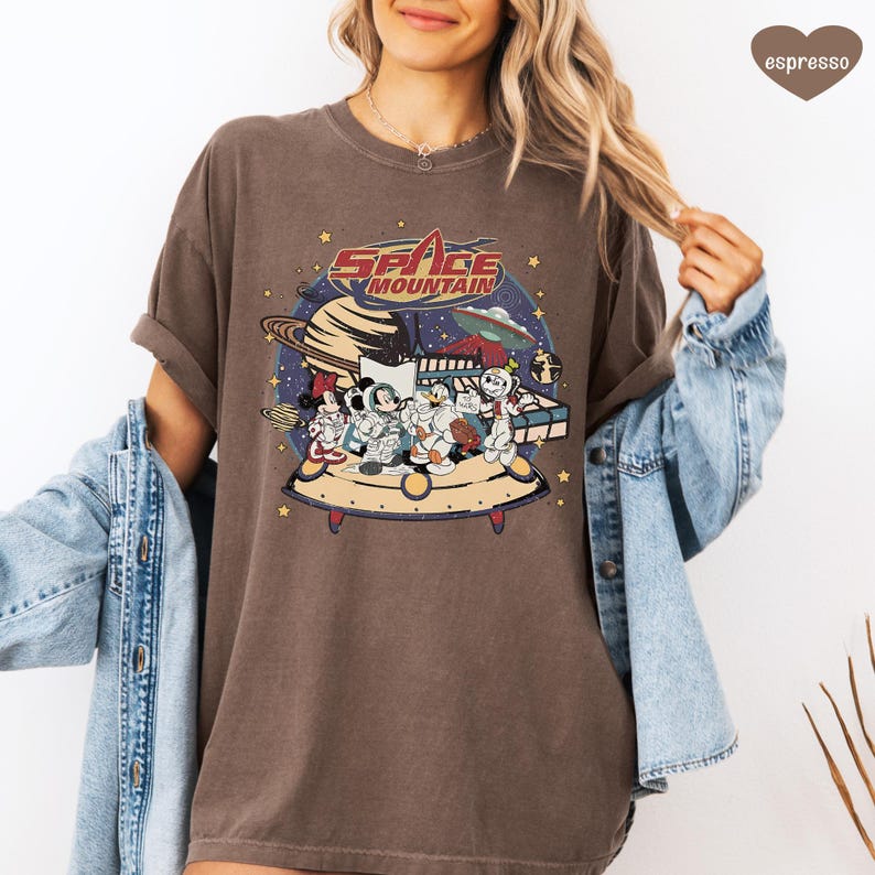 Space Mountain Disney Shirt, Retro 90s Mickey and Friends Tee, Tomorrowland Magic Kingdom T-shirt, Disney Vacation Shirt, Disney World Gift image 4