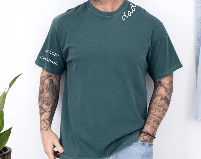 Comfort Colors® Personalized Dad Shirt With Kids Names. Dad Tshirt, Dad Shirt, Gift for Dad, Dad Tee, Dad with Kids Names.