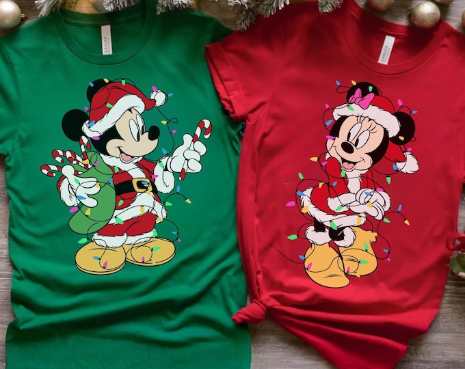 Christmas Mickey and Minnie Cozy shirt, Disney Xmas Sweater, Woman Disneyland Couple Sweater, Holiday Apparel, Kids Matching Pullover