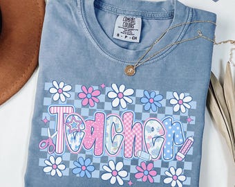 Back to school shirt, Teacher shirt, Grand millennial shirt, pink floral pennant back to school shirt, comfort colors teach shirt,