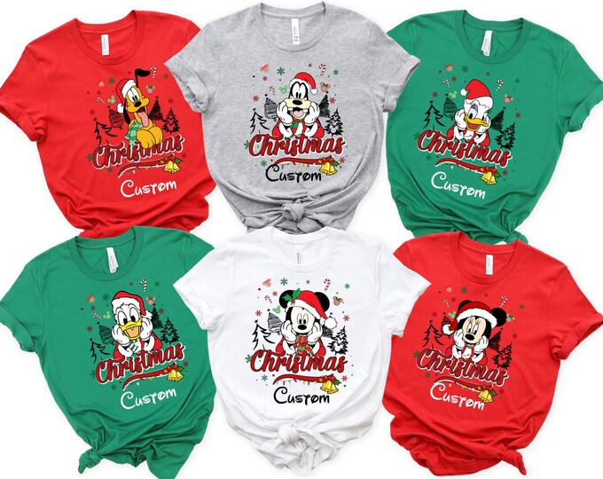 Custom Disney Family Christmas Shirt, Matching Christmas Tees, Personalized Disney Character Christmas Shirt, 2025 Mickey’s Very Merry Shirt