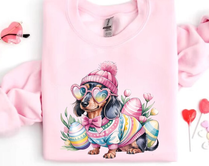 Dachshund Easter Day Sweatshirt, Dog Lover Gift, Easter Day Shirt, Easter Day Sweater, Dog Mom Gift, Dog Mom Easter Sweater, Dachshund Shirt