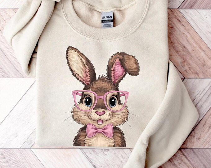 Cute Easter Bunny Sweatshirt, Easter Rabbit Sweater, Easter Bunny Hoodie, Easter Gift for Mom, Kids Easter Sweatshirt, Retro Bunny Shirt