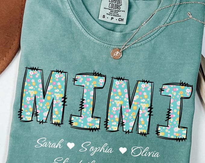Personalized Mimi Shirt with Grandkids Names, Floral Mimi T-Shirt, Mimi Gifts, Mother's Day Shirt, Custom Kids Names Grandma Shirt, Mimi Tee