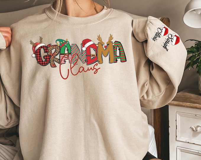 Grandma Claus Sweatshirt, Custom Grandma Shirt, Grammy Christmas Shirt, Granny Claus Shirt, Grandma Christmas Shirt, Grandma Christmas Tee