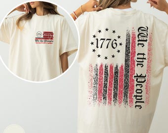 Koszulka „My, ludzie”, koszulki patriotyczne dla kobiet i mężczyzn, koszula z flagą USA w stylu vintage, koszulka z flagą z 1776 roku, koszulka historyczna, koszulka z okazji Święta Pracy