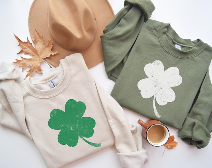 Retro Shamrock Sweatshirt, Womens Shenanigans Sweatshirt, Cute St Patricks Day Sweatshirt, Lucky Sweatshirt, Irish Shirt, Four Leaf Clover