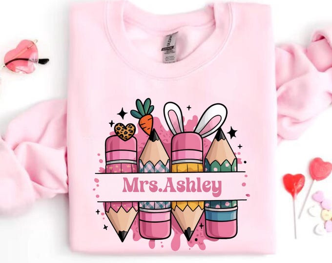 Easter Teacher Shirt - Custom Teacher Shirt - Easter Shirt - Teacher Name Easter Shirt - Easter Teacher Gift - Bunny Teacher Shirt,