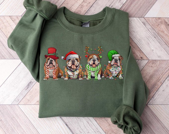 English Bulldog Sweatshirt,Dog Lover Gift, Holiday Sweaters,Christmas English Bulldog Shirt,Christmas Crewneck,Dog Mom Shirt,Xmas Shirt gift
