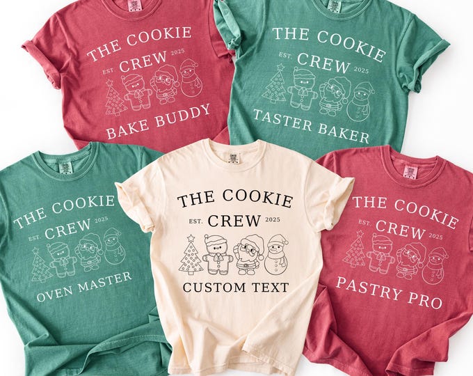 Custom Christmas Cookie Crew Shirt, Comfort Colors Matching Family Christmas Shirts, Christmas Baking Shirt, Family Group Christmas Tee