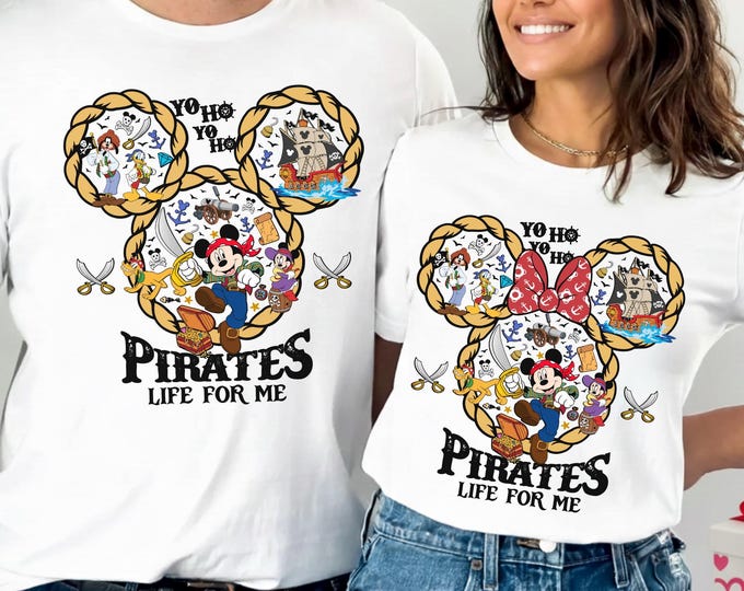 Yo Ho Yo Ho A Pirate's Life For Me, Disney Pirates of, Caribbean T-Shirt, Mickey and Minnie Disney Cruise T-Shirt, Disney Pirate Cruise