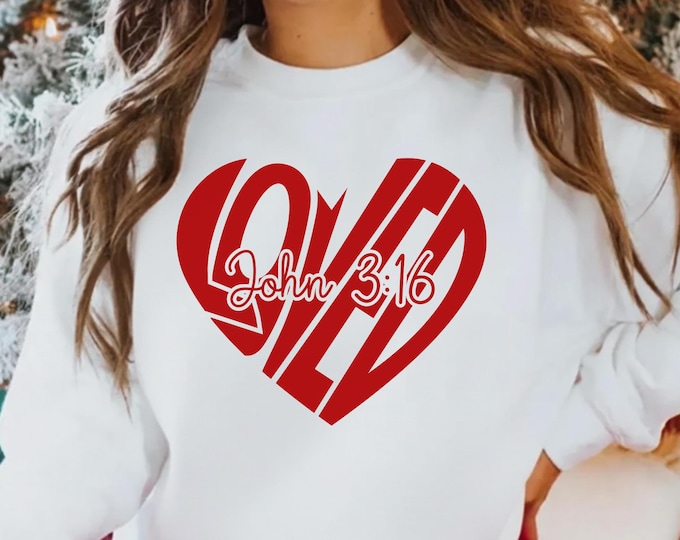 Christian Valentines Sweatshirt, Heart Loved John 3:16 Shirt, Retro Valentine Shirt, Bible Verse Shirt, XOXO Shirt, Checkered Varsity Shirt