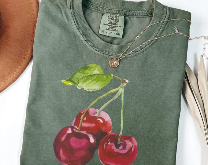 Vintage Cherry Shirt, Cherry Tee, Fruit tshirt, Summer Shirt, Food lover gift, Foodie, Cherry Lover Gift, Retro Cherry Shirt, Cherries Tee