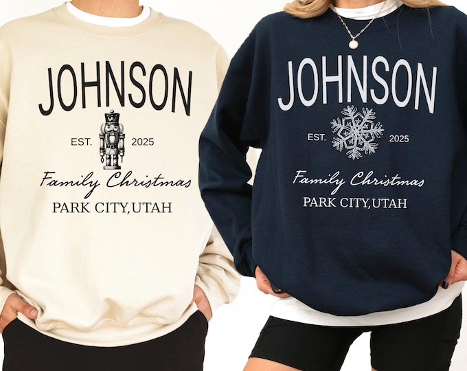 Family Name Christmas Shirts, Gildan Matching Xmas Tees, Personalized Shirt Gift, Vintage Santa Varsity Gift for Family Outfits Pjs