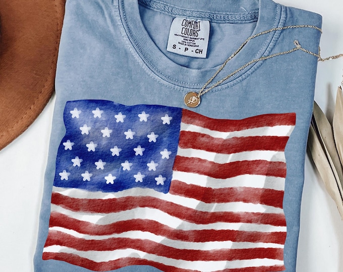 Retro America Shirt, American Flag, 4th Of July Shirt, Fourth Of July, Patriotic USA Gift, Women's Graphic Tee, Comfort Colors, USA Shirt
