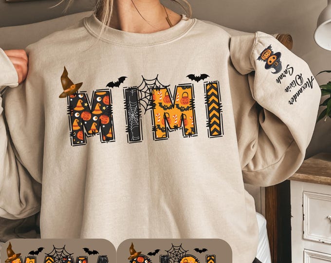 Personalized Halloween Mama Sweatshirt, Spooky Mimi Shirt, Gift for Mom,Spooky Nana Sweatshirt, Halloween Gigi Shirt, Custom Name Halloween