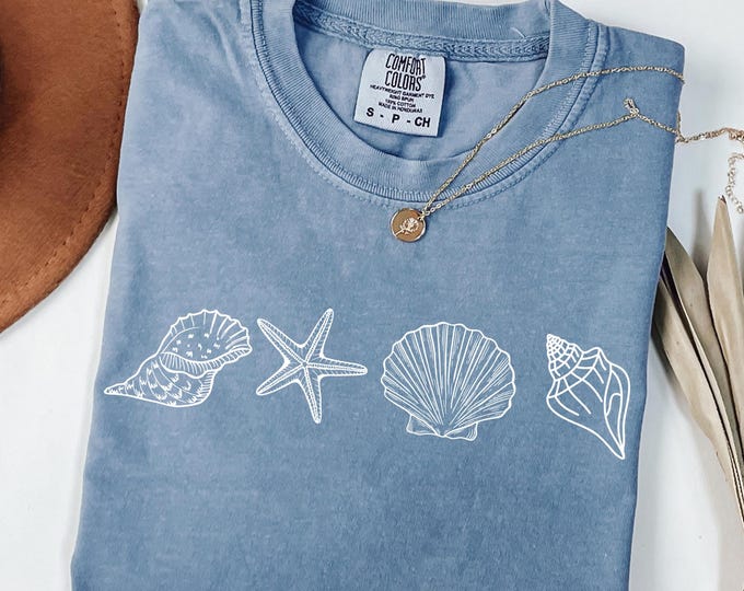 Comfort Colors® SeaShell Shirt, Beach T-Shirt, Summer Woman Shirt, Aesthetic Shirt, Ocean Lover Gift, SeaShell T-Shirt