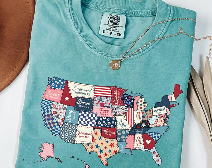 Comfort Colors® Retro America USA Map Shirt, God say you are Tee, Bible Verse 4th July, USA Flag, American Girl Tee, American Flag 1776 Tee