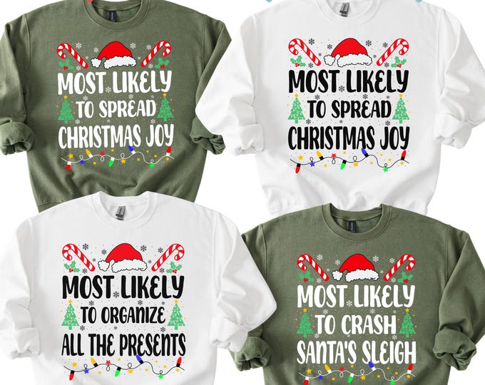 160 Quotes Most Likely to Christmas Long Sleeve Shirts, Family Matching Pajamas,Most Likely To Shirt, Christmas Most Likely To Pajamas