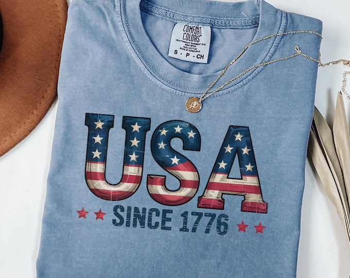 Comfort Colors USA Flag Tshirt, 4 of July Tshirt, USA Flag Tshirt, USA Shirt for 4of July, Independent Day Shirt, Retro Usa Pary, Usa Tee