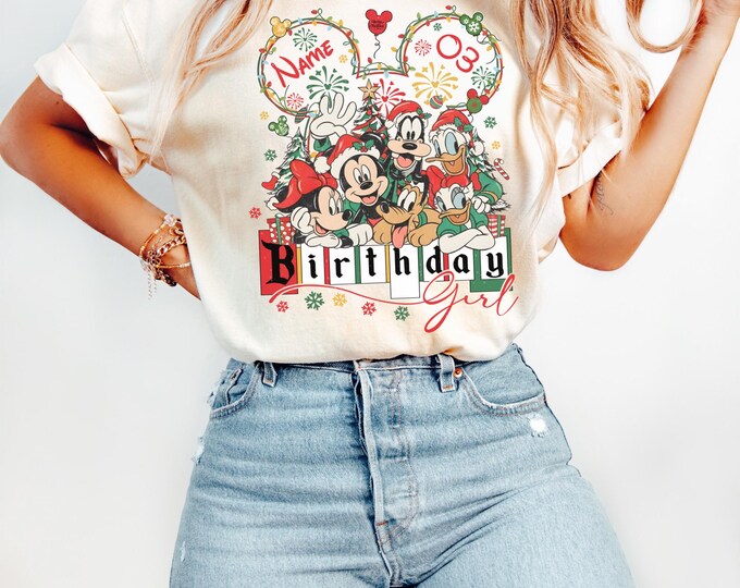 Custom Disney 2025 Christmas Birthday Shirt, Christmas Birthday  Girl Shirt, Christmas Birthday Squad Shirts, Birthday Family Trip Tees