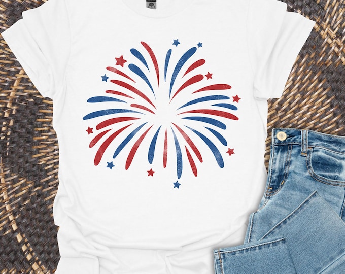 USA Firework Women Shirt, 4th Of July Shirt, Independence Day Shirt, America, Red White Blue Shirt, Patriotic Shirt, American Tee