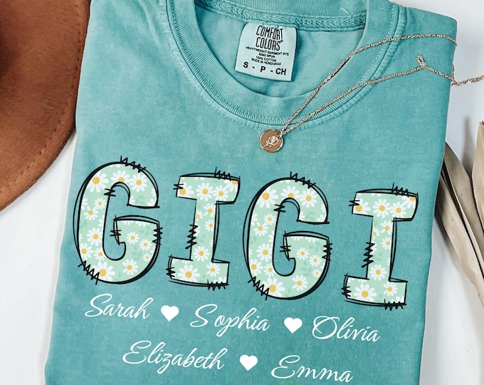 Personalized Gigi Shirt with Grandkids Names,Floral GigiT-Shirt,Mimi Gifts,Mother's Day Shirt,Custom Kids Names Grandma Shirt,Mimi Tee