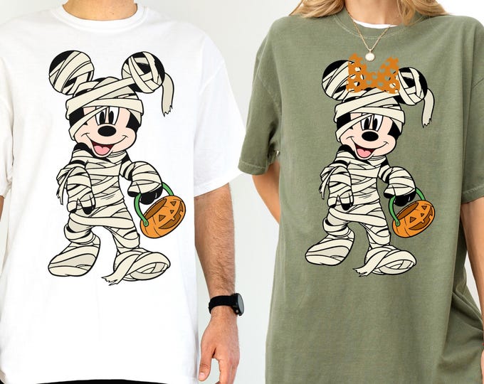 Comfort Colors® Mickey Mummy Shirt, Minnie Mummy T-shirt, Mickey and Minnie Halloween Tee, Disney Halloween Gift Shirt, Funny Halloween Tee