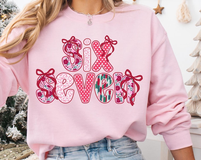 Pink 67 Meme Shirt,Six Seven Trend Tee, Funny Viral Number Sweatshirt, Colorful Retro Gen Z ,Valentine days couple shirt,6 7 valentine shirt