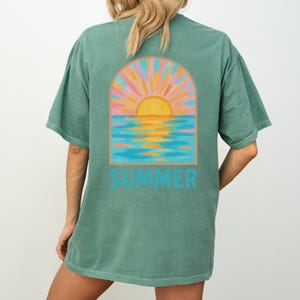 Coconut Girl Sunset Oversized t-shirt Comfort Colors summer vacation beach shirt Salty Mermaidcore tee for surfer Summer vibes surf tee