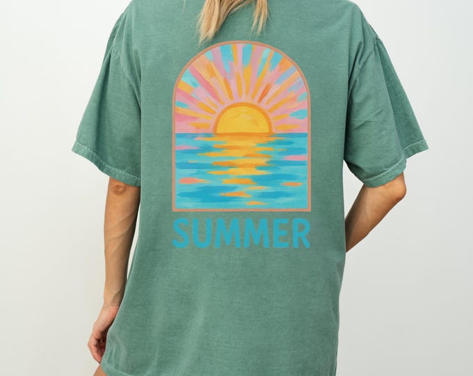 Coconut Girl Sunset Oversized t-shirt Comfort Colors summer vacation beach shirt Salty Mermaidcore tee for surfer Summer vibes surf tee