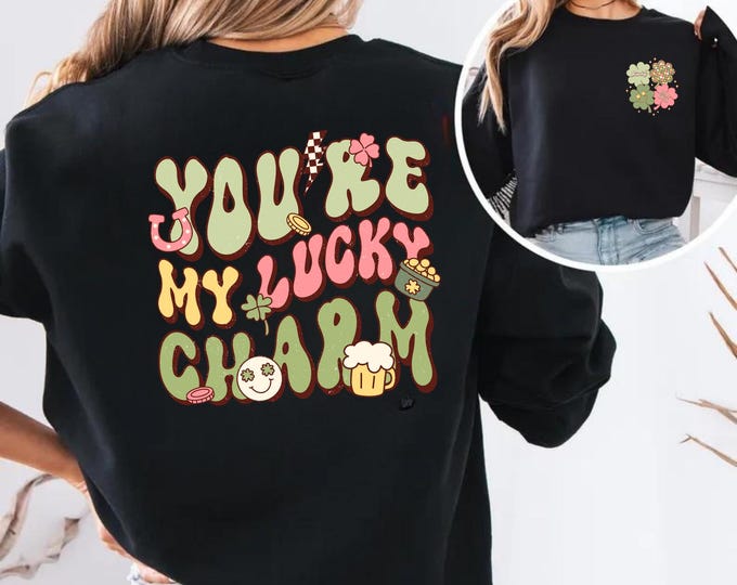Lucky Sweatshirt, St Patty's Glitter Sweatshirt, Women's Lucky Crewneck Sweatshirt, Women's St Patrick's Day Sweatshirt, Lucky Shirt Gift