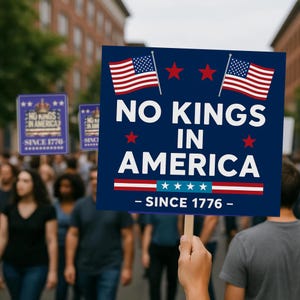No Kings In America Protest Sign, Anti-Trump Resistance, Political Activist Poster, Rally Sign, Resist Fascism Protest Poster